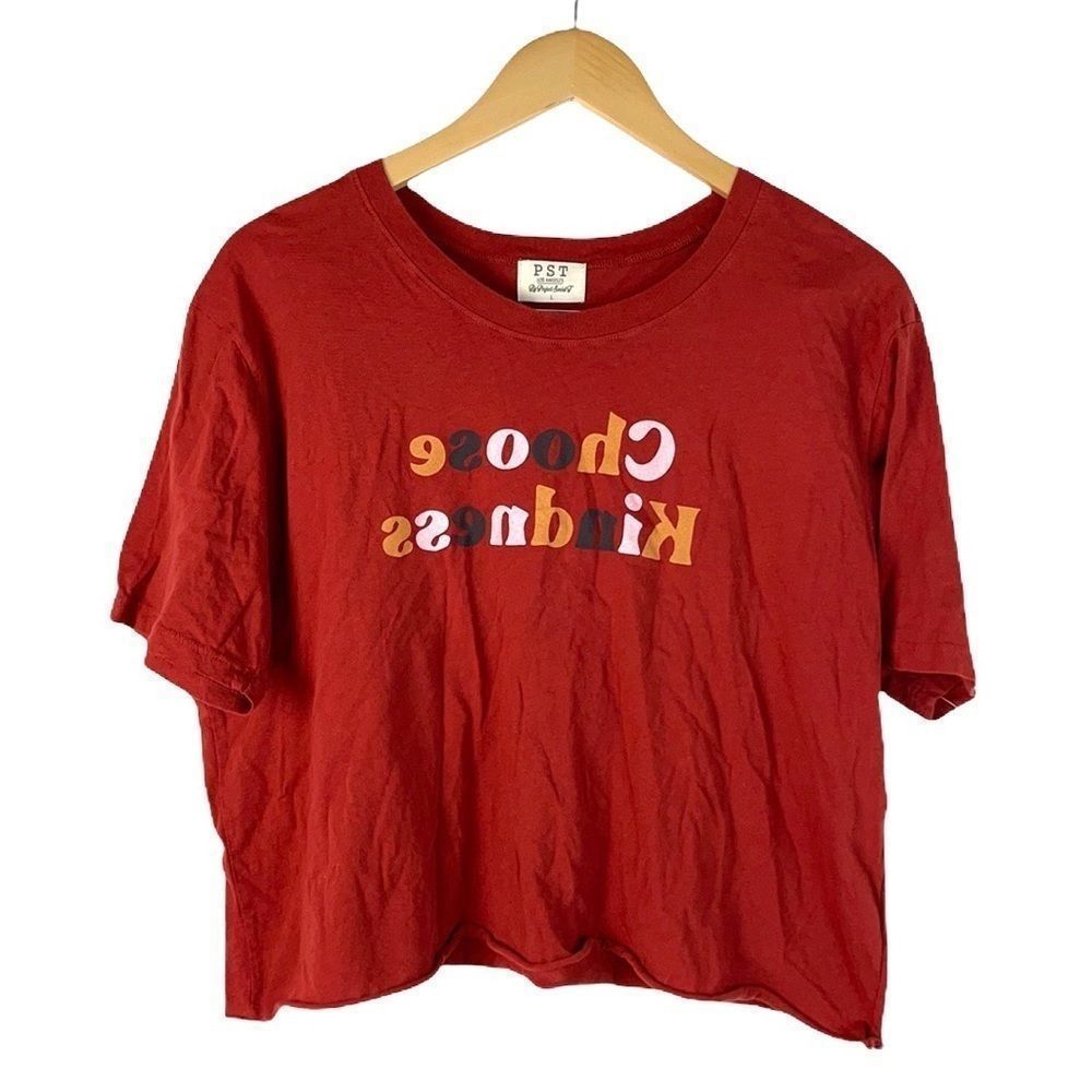 PTS Short Sleeve Letter Print Cute T-Shirt Size L